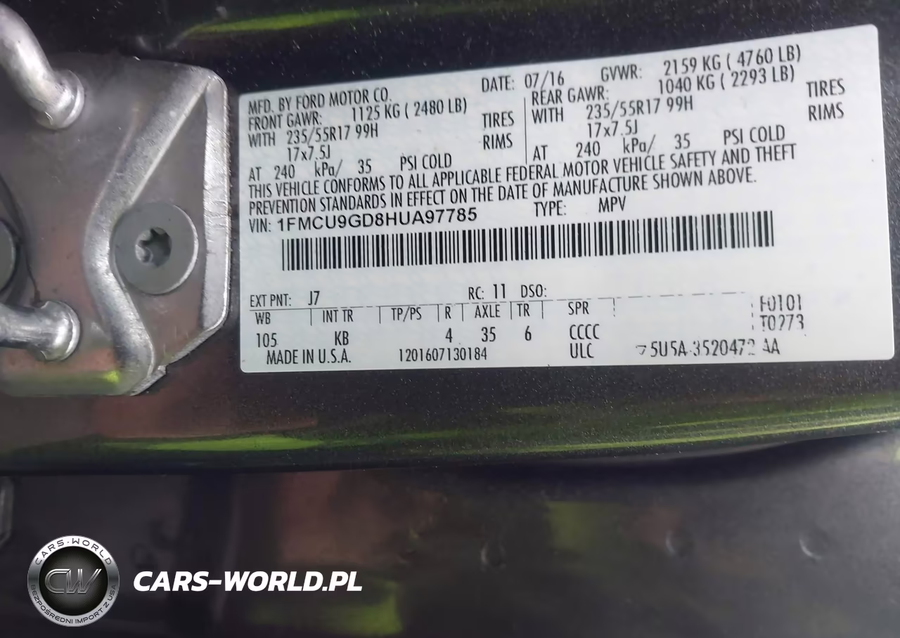 2017 Ford Escape Se VIN:1FMCU9GD8HUA97785 - 8