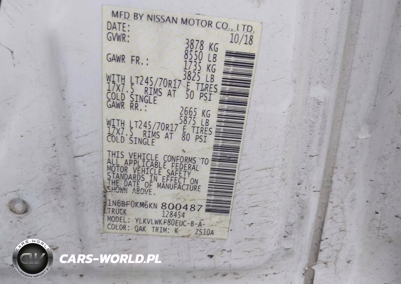 2019 Nissan Nv Cargo Nv1500 S V6 VIN:1N6BF0KM6KN800487 - 9