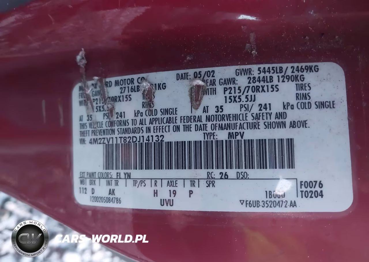 2002 Mercury Villager VIN:4M2ZV11T82DJ14132 - 9