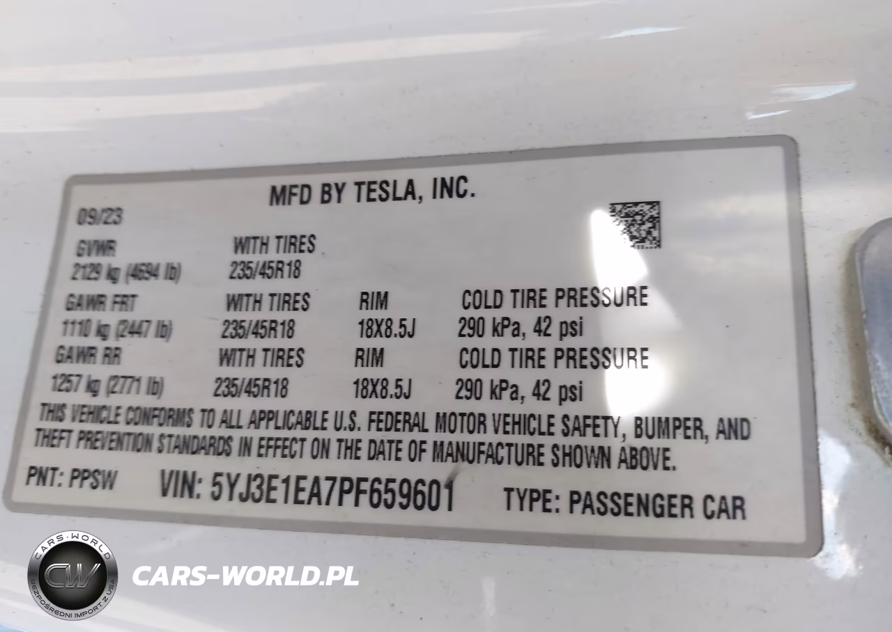 2023 Tesla Model 3 Rear-Wheel Drive VIN:5YJ3E1EA7PF659601 - 9