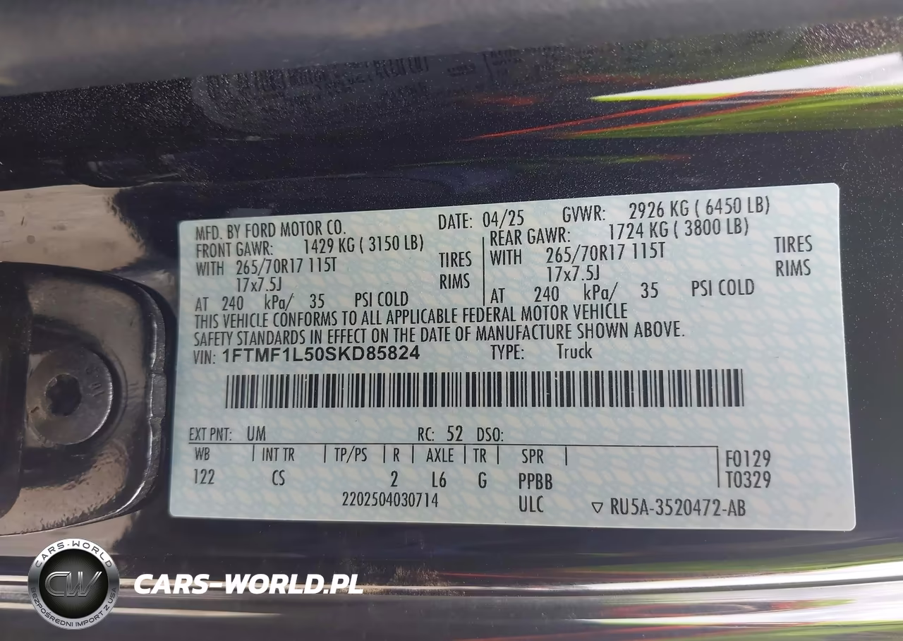 2025 Ford F-150 Xl VIN:1FTMF1L50SKD85824 - 9