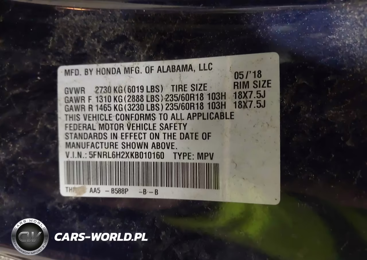 2019 Honda Odyssey Lx VIN:5FNRL6H2XKB010160 - 9