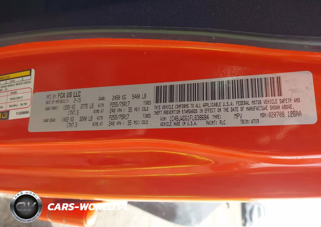 2015 Jeep Wrangler Unlimited Sport VIN:1C4BJWDG1FL638684 - 9