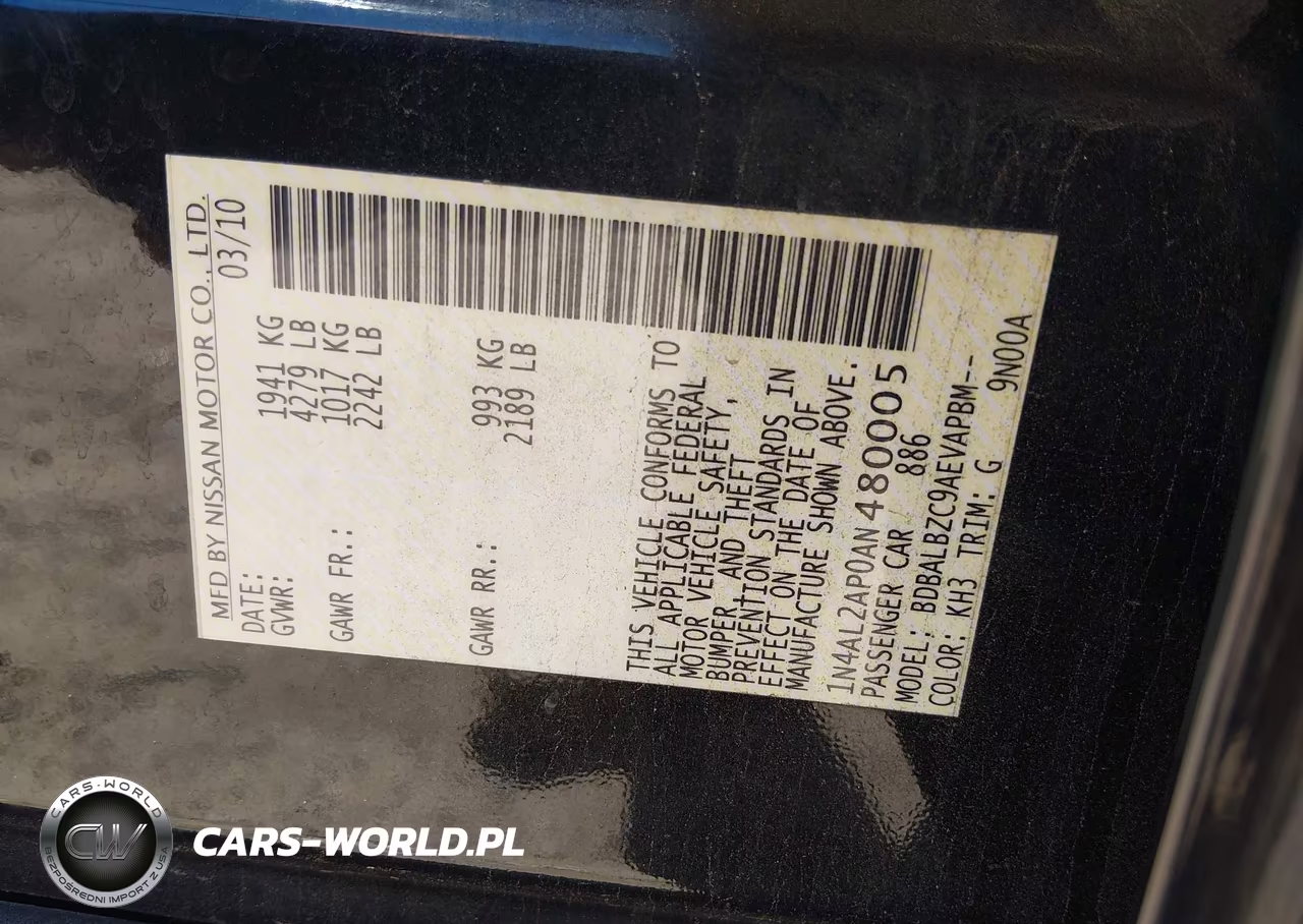 2010 Nissan Altima 2.5 S VIN:1N4AL2AP0AN480005 - 9