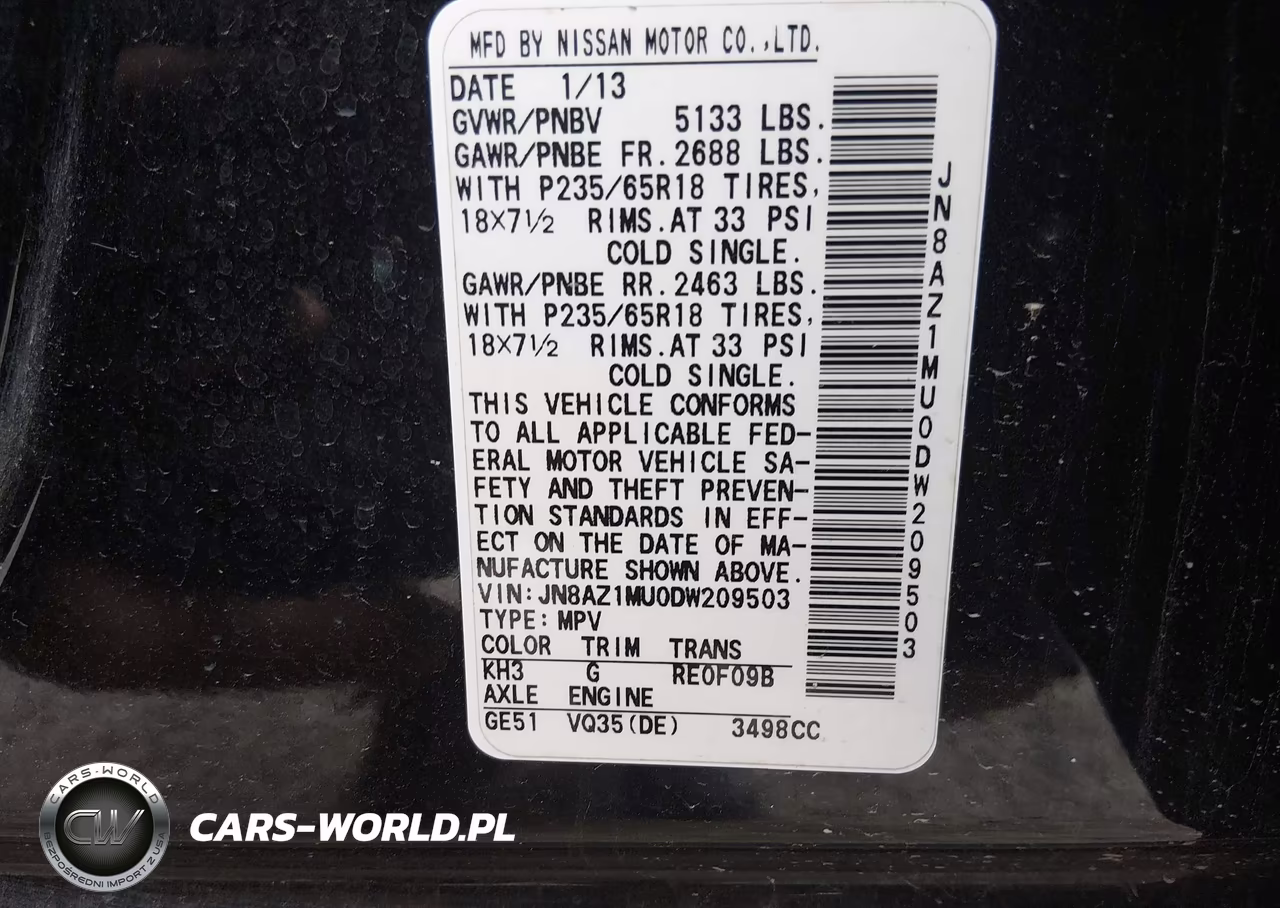 2013 Nissan Murano Sv VIN:JN8AZ1MU0DW209503 - 9