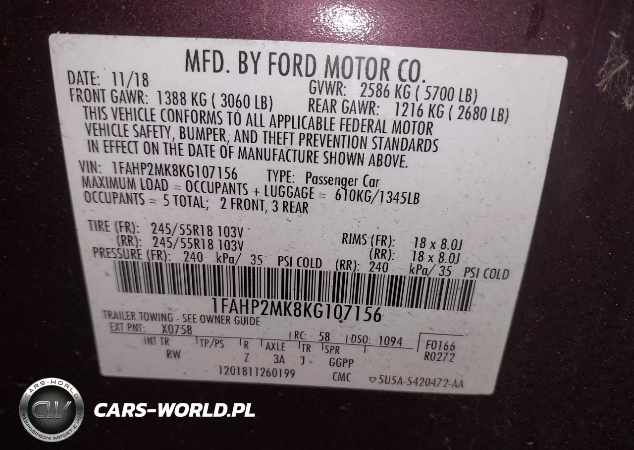 2019 Ford Police Interceptor VIN:1FAHP2MK8KG107156 - 9