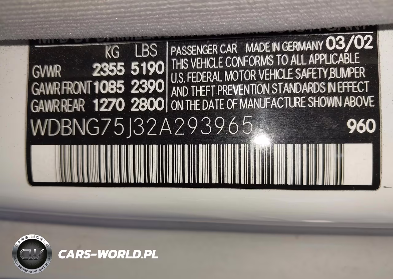 2002 Mercedes-Benz S 500 VIN:WDBNG75J32A293965 - 9
