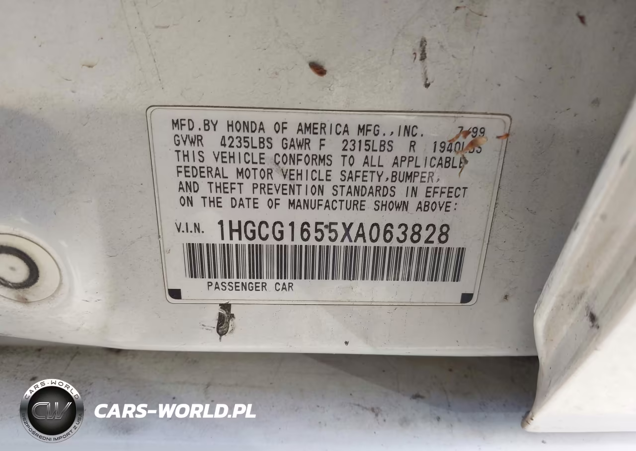 1999 Honda Accord Ex V6 VIN:1HGCG1655XA063828 - 9