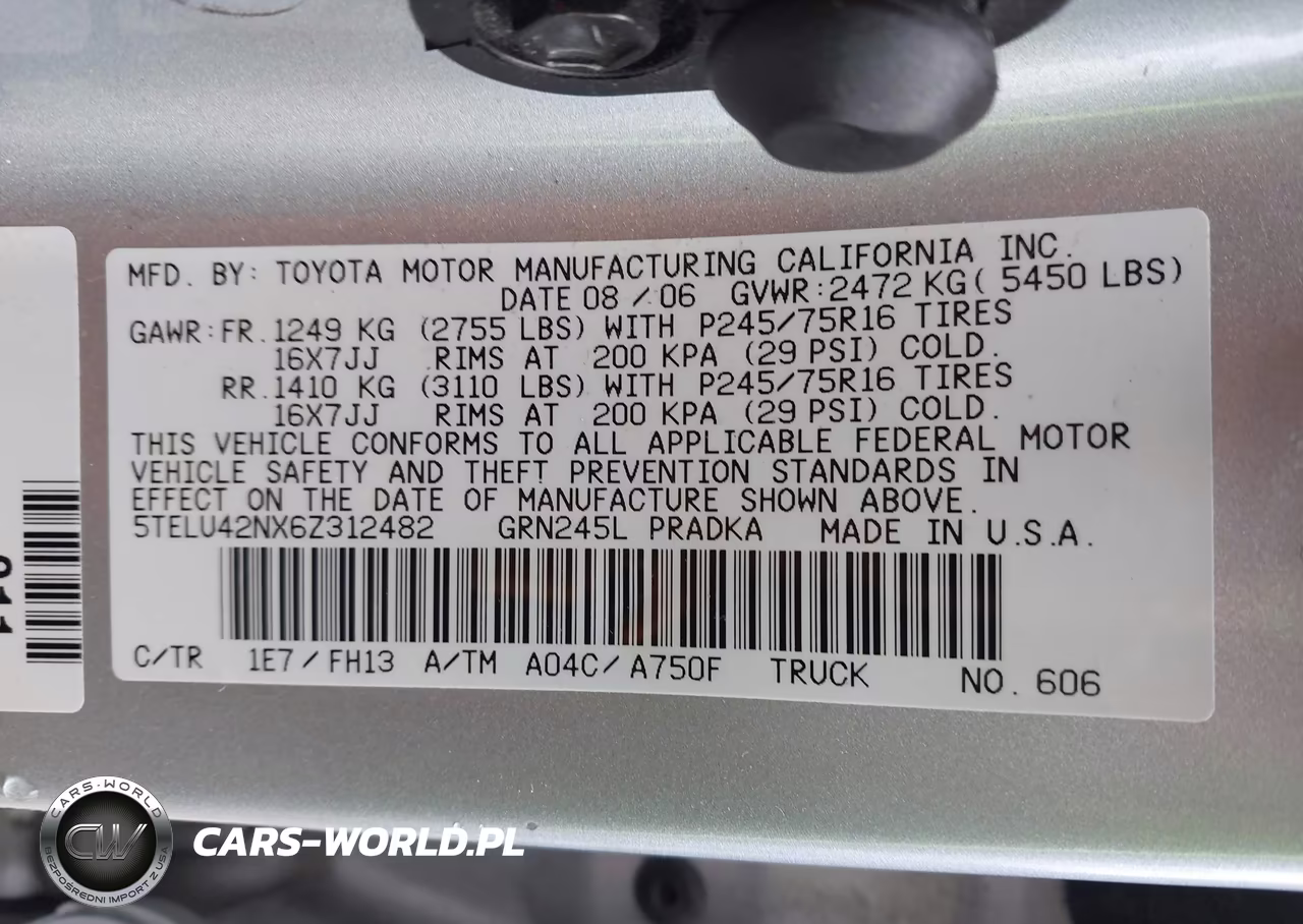 2006 Toyota Tacoma Base V6 VIN:5TELU42NX6Z312482 - 9