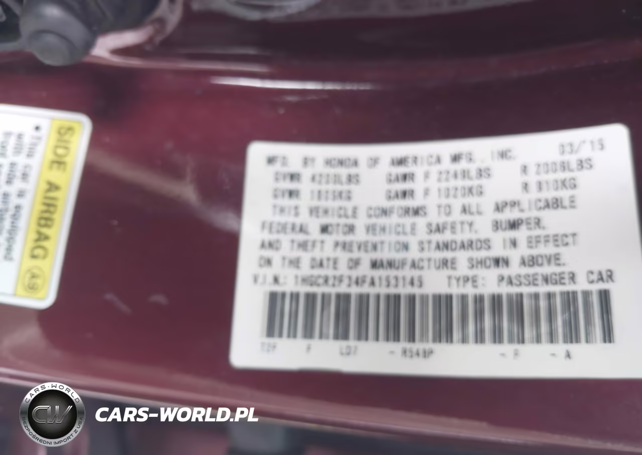 2015 Honda Accord Lx VIN:1HGCR2F34FA153145 - 9