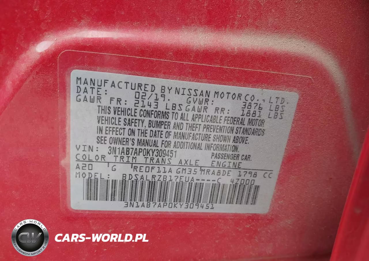 2019 Nissan Sentra Sr VIN:3N1AB7AP0KY309451 - 9