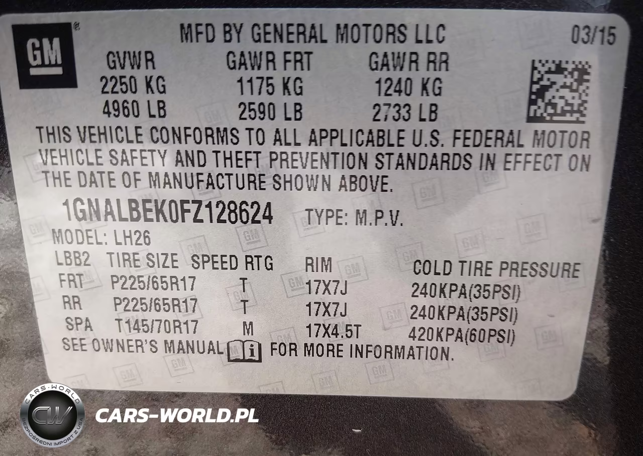 2015 Chevrolet Equinox 1Lt VIN:1GNALBEK0FZ128624 - 9