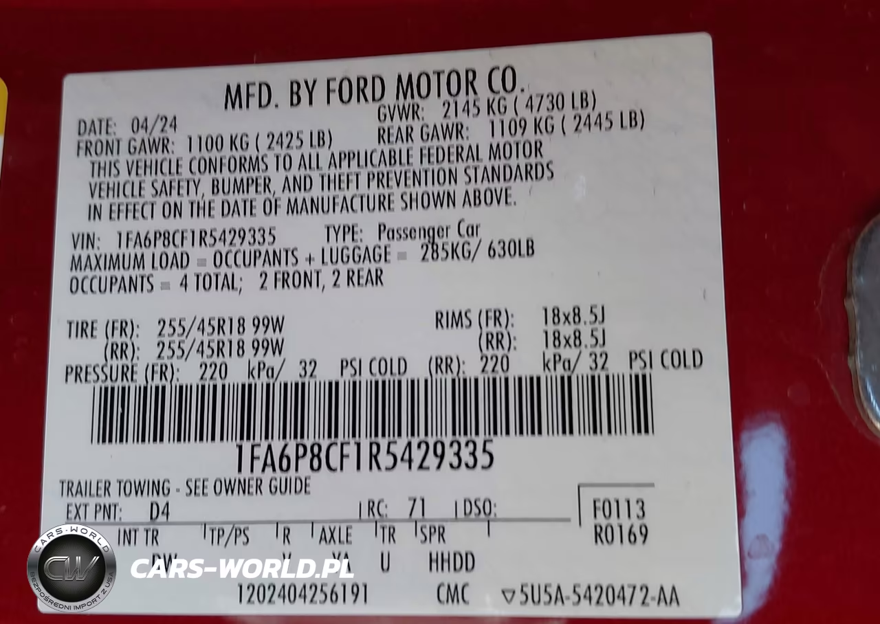 2024 Ford Mustang Gt Fastback VIN:1FA6P8CF1R5429335 - 9