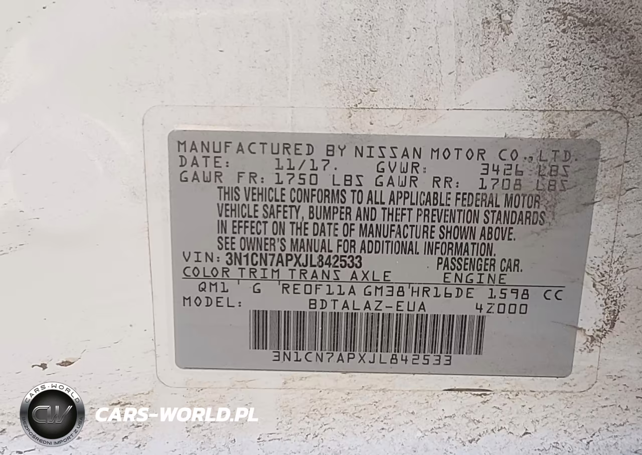 2018 Nissan Versa 1.6 S+ VIN:3N1CN7APXJL842533 - 9