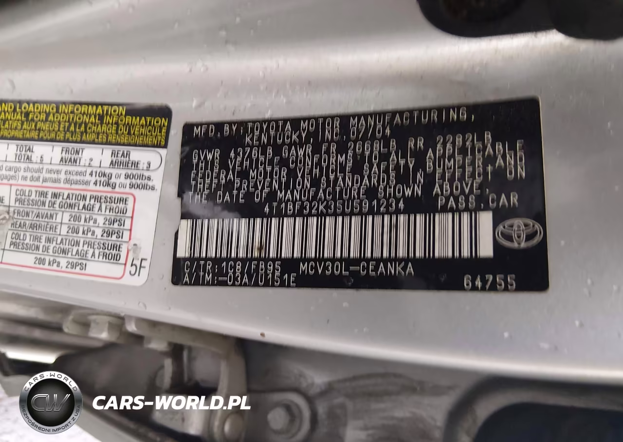 2005 Toyota Camry Le V6 VIN:4T1BF32K35U591234 - 9