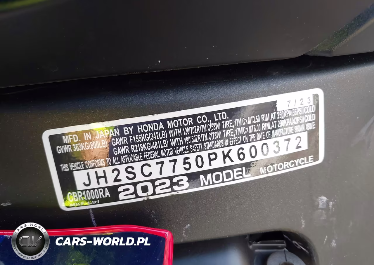 2023 Honda Cbr1000 Ra VIN:JH2SC7750PK600372 - 10