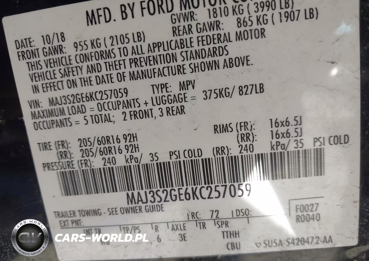 2019 Ford Ecosport Se VIN:MAJ3S2GE6KC257059 - 9
