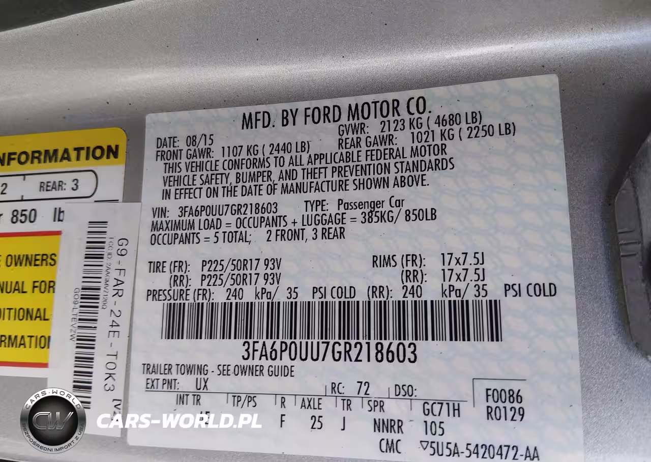 2016 Ford Fusion Hybrid S VIN:3FA6P0UU7GR218603 - 9