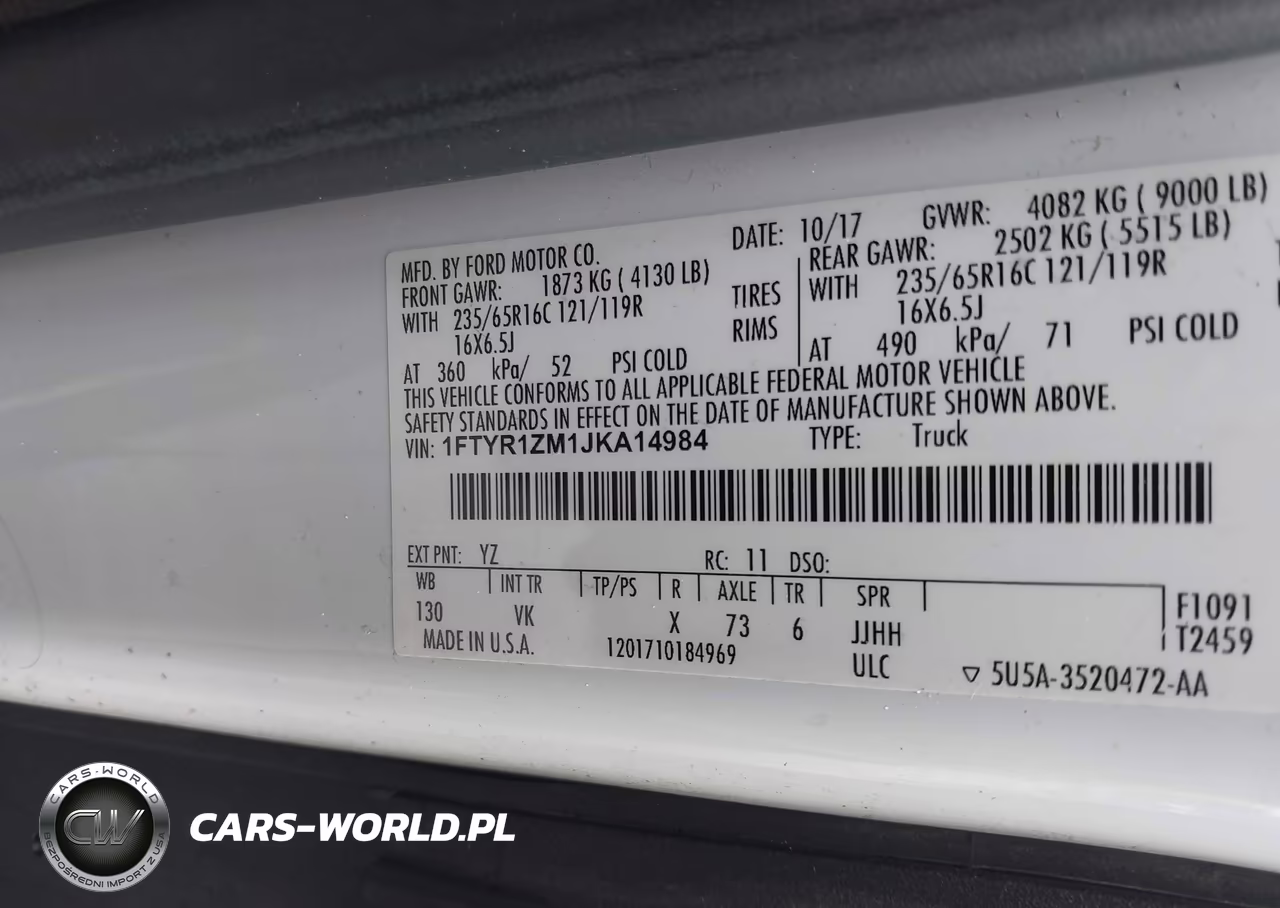 2018 Ford Transit-250 VIN:1FTYR1ZM1JKA14984 - 9