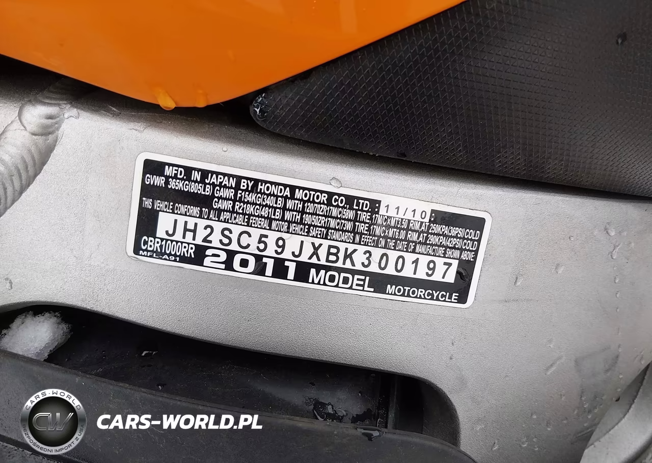 2011 Honda Cbr1000 Rr VIN:JH2SC59JXBK300197 - 10