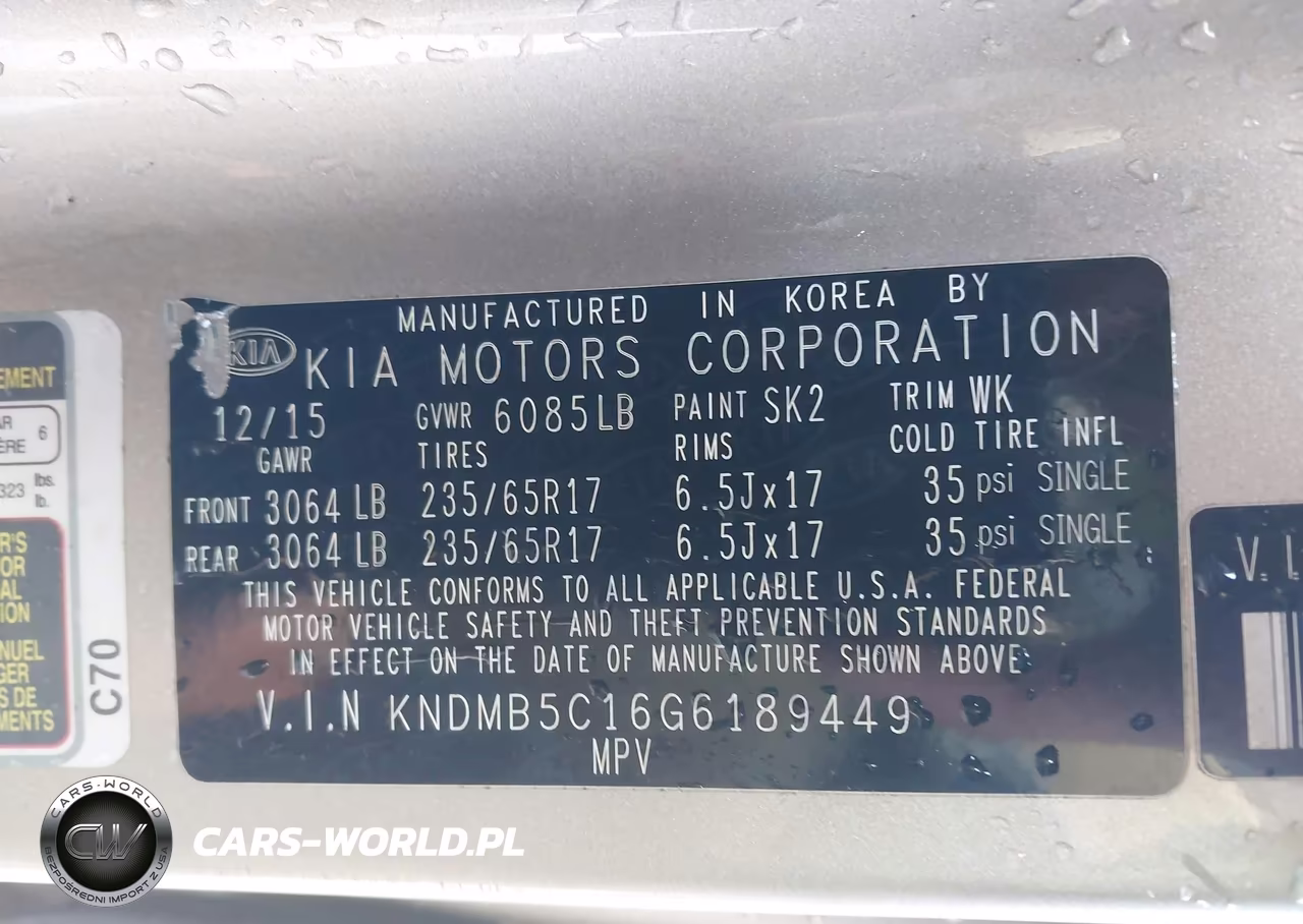 2016 Kia Sedona Lx VIN:KNDMB5C16G6189449 - 9