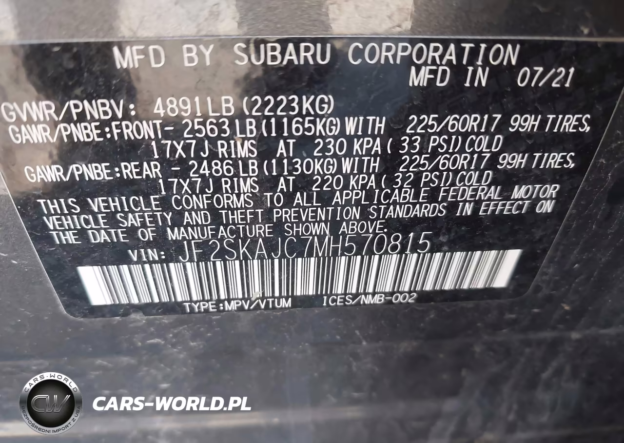 2021 Subaru Forester Premium VIN:JF2SKAJC7MH570815 - 9