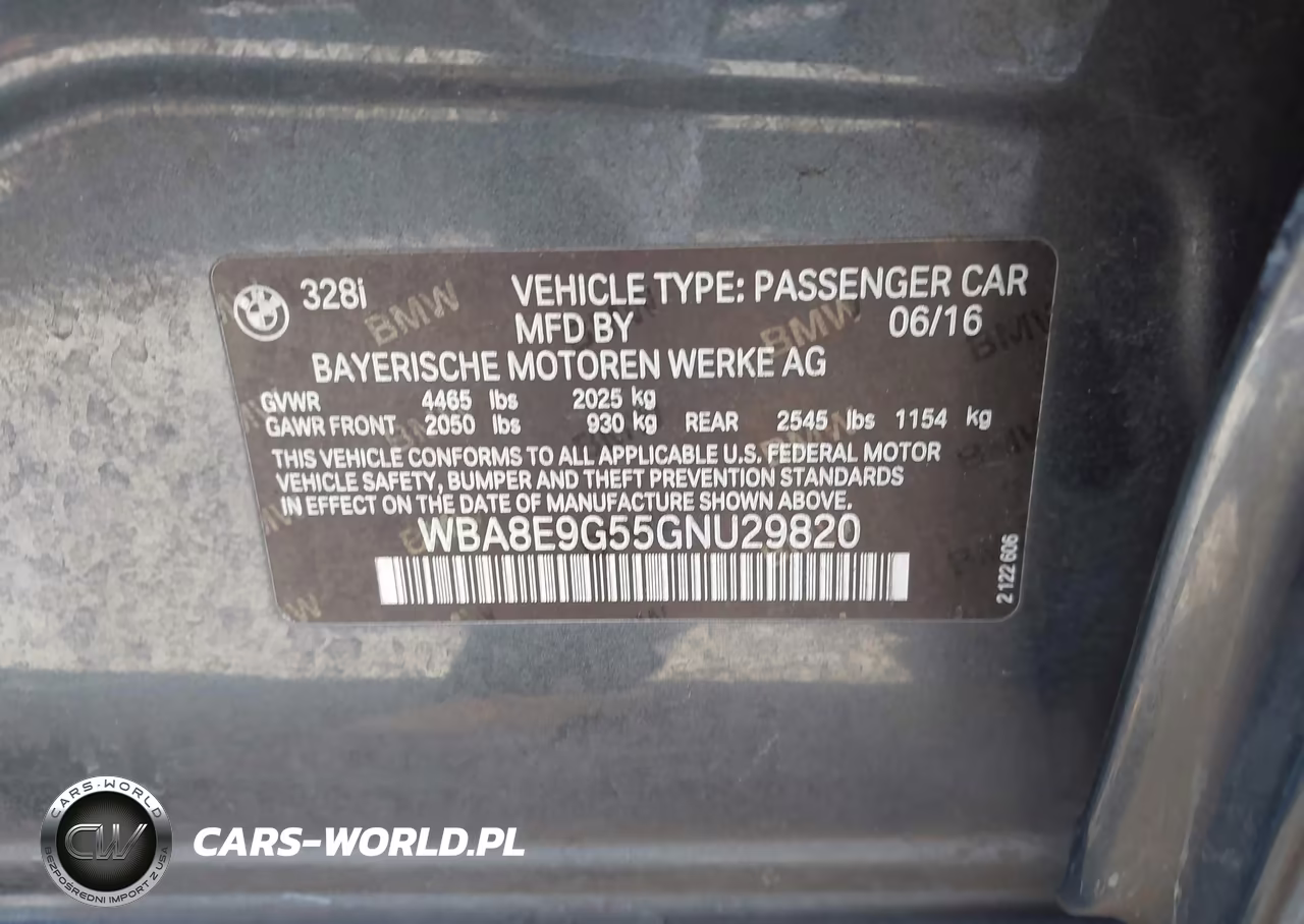 2016 BMW 328I VIN:WBA8E9G55GNU29820 - 9