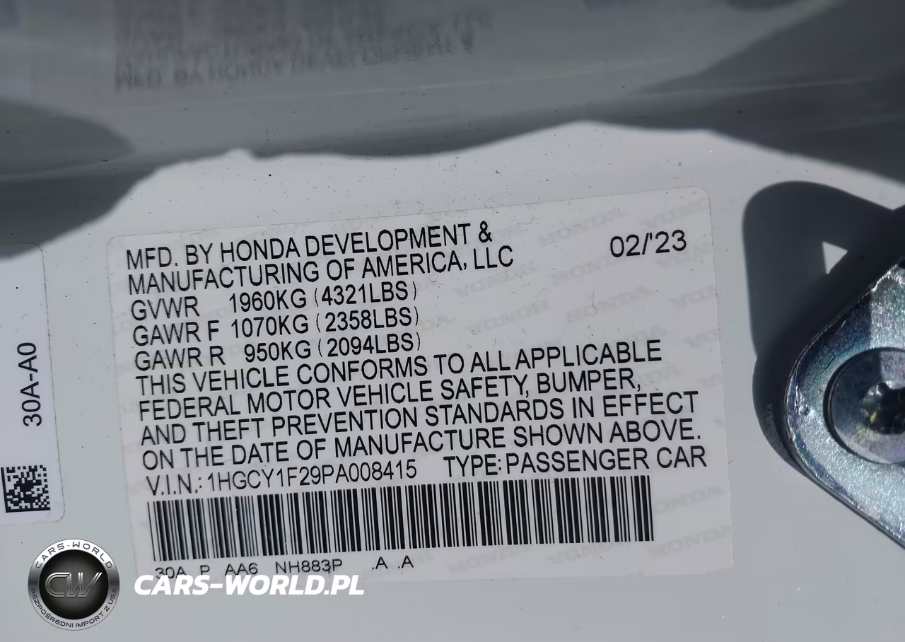 2023 Honda Accord Lx VIN:1HGCY1F29PA008415 - 9