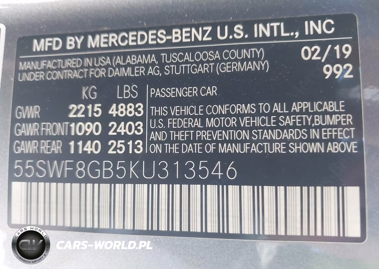 2019 Mercedes-Benz Amg C 63 VIN:55SWF8GB5KU313546 - 9