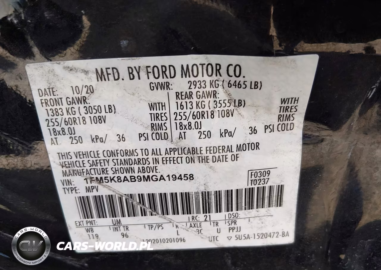 2021 Ford Police Interceptor Utility VIN:1FM5K8AB9MGA19458 - 9