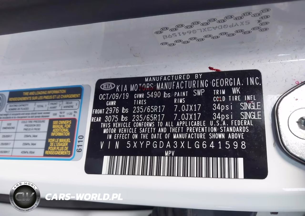 2020 Kia Sorento 2.4L Lx VIN:5XYPGDA3XLG641598 - 9