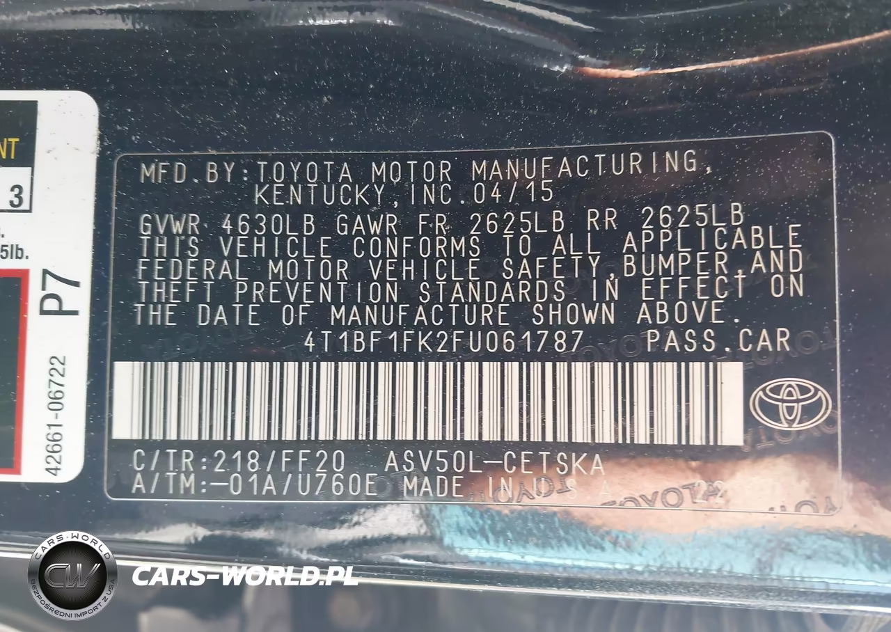 2015 Toyota Camry Se VIN:4T1BF1FK2FU061787 - 9