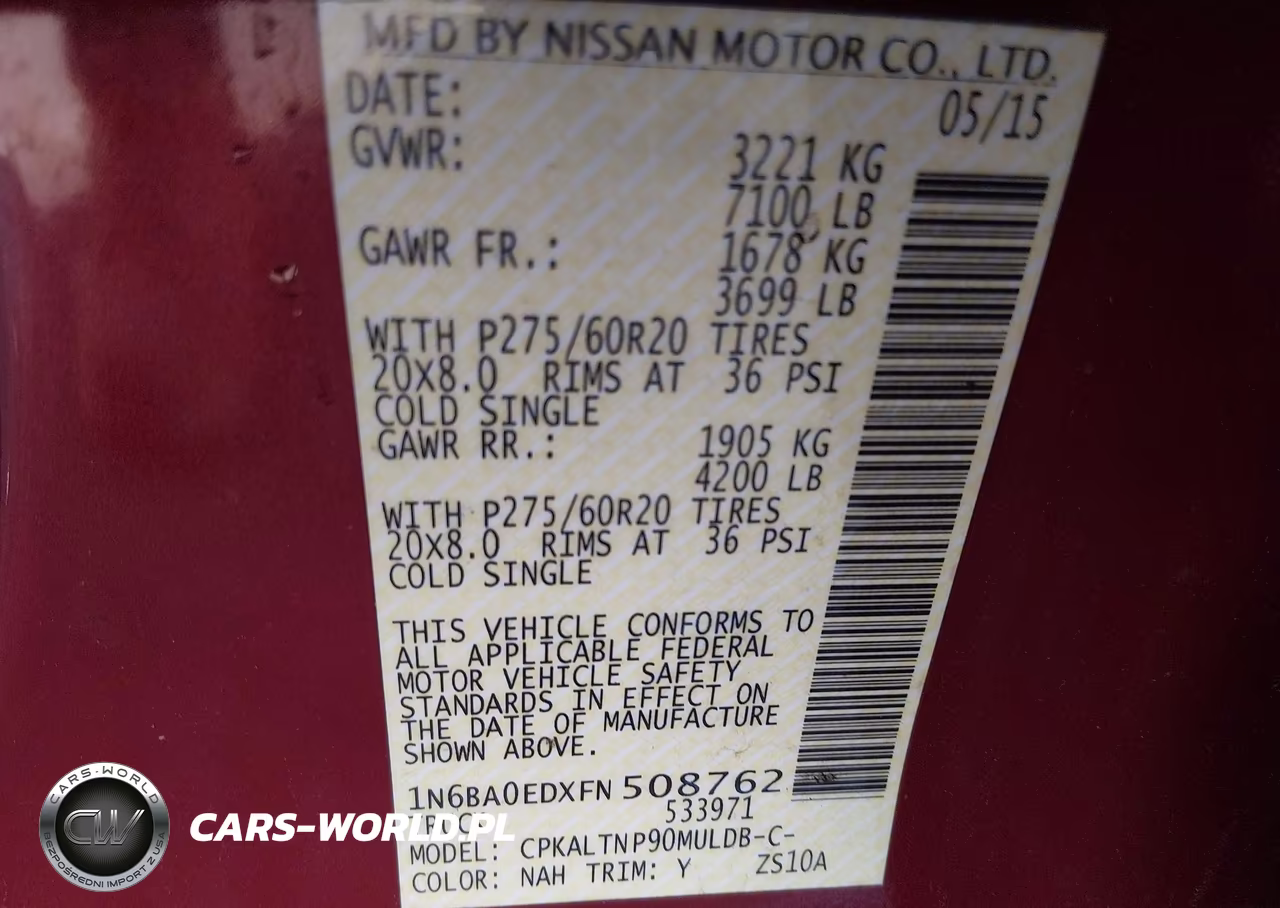 2015 Nissan Titan Sv VIN:1N6BA0EDXFN508762 - 9