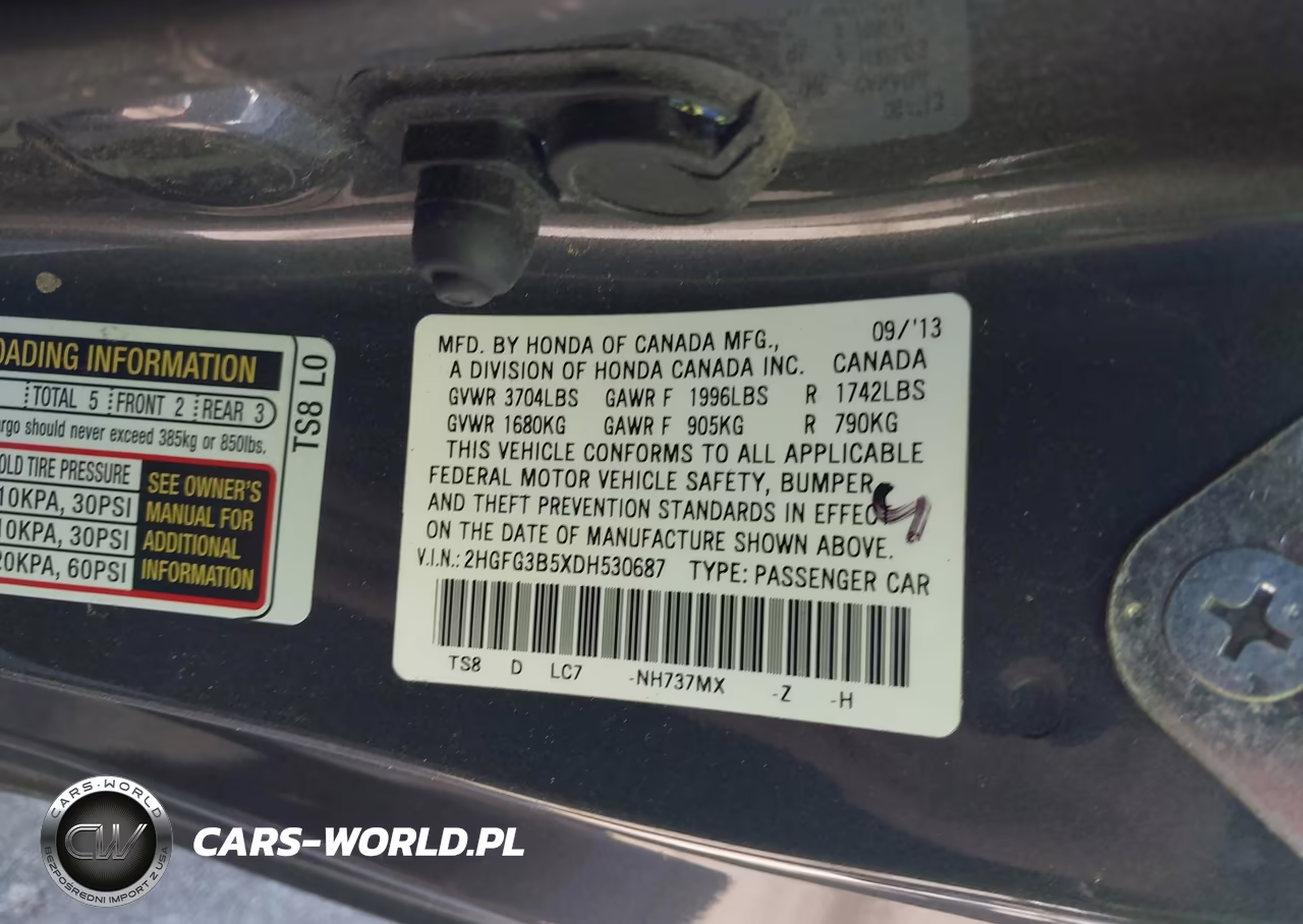 2013 Honda Civic Lx VIN:2HGFG3B5XDH530687 - 9