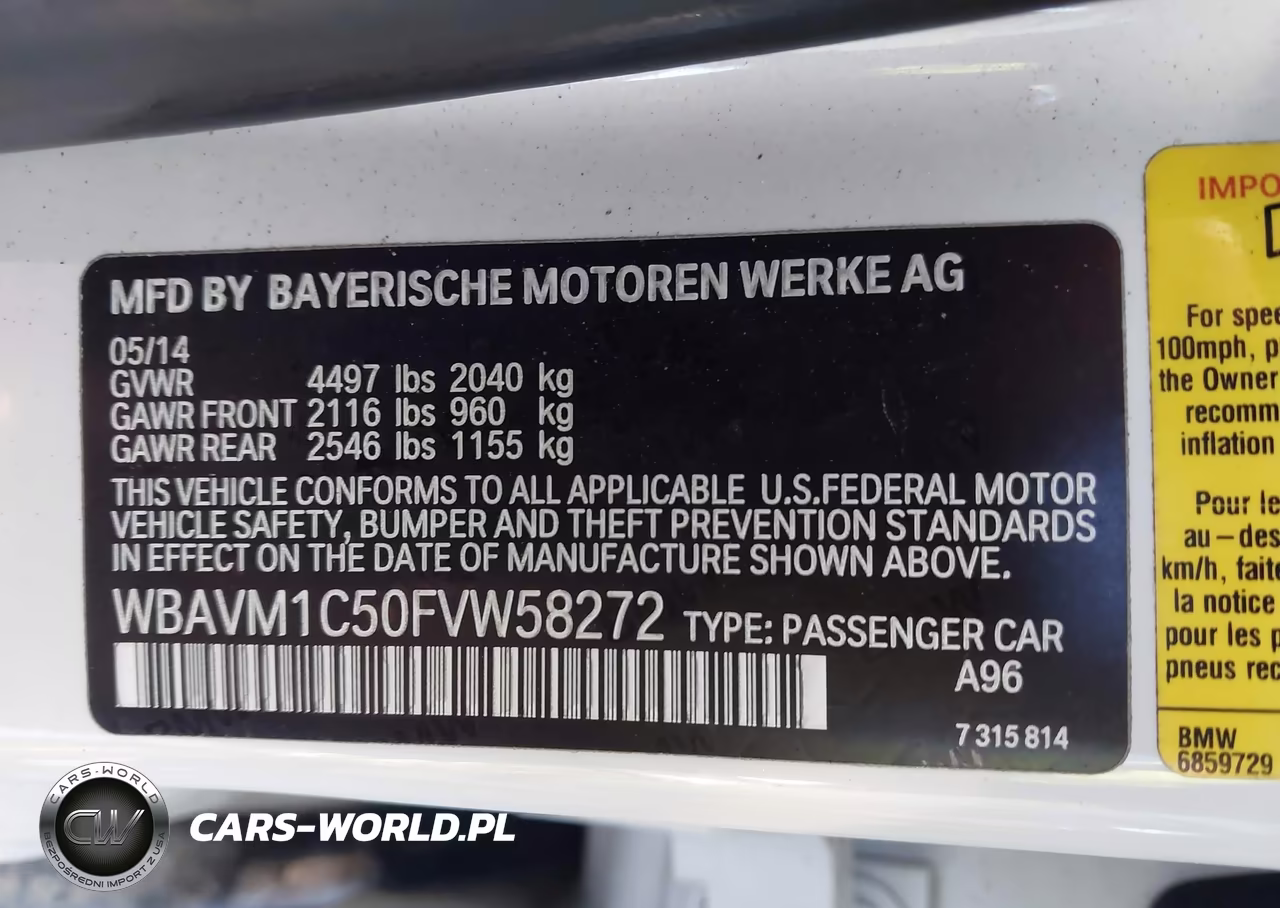 2015 BMW X1 Sdrive28I VIN:WBAVM1C50FVW58272 - 9