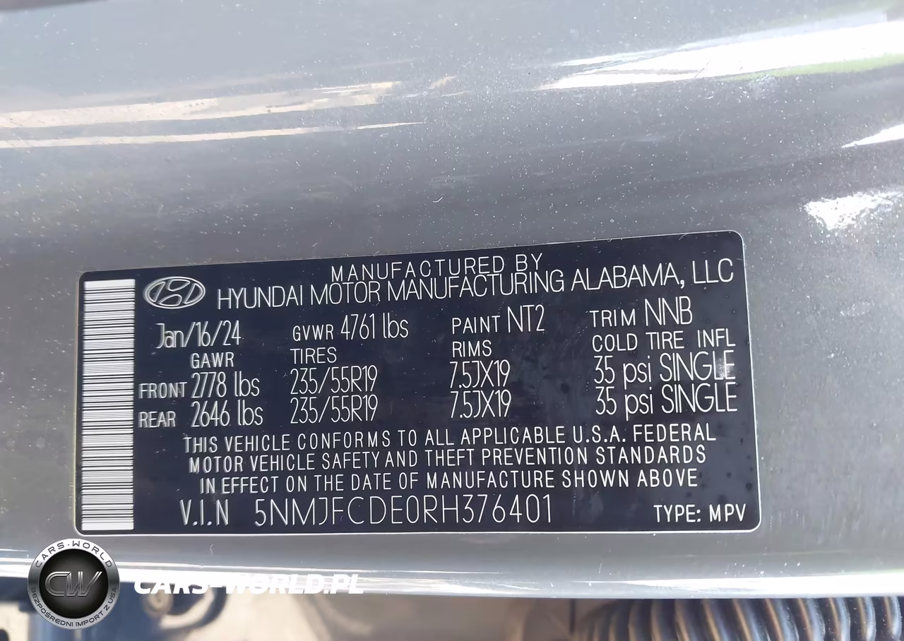 2024 Hyundai Tucson Sel VIN:5NMJFCDE0RH376401 - 9