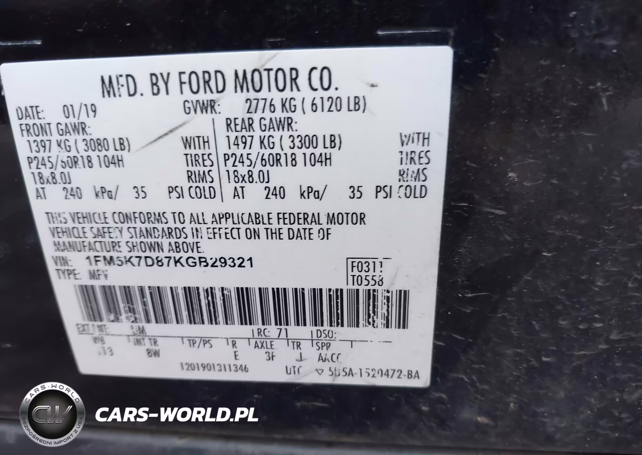 2019 Ford Explorer Xlt VIN:1FM5K7D87KGB29321 - 9