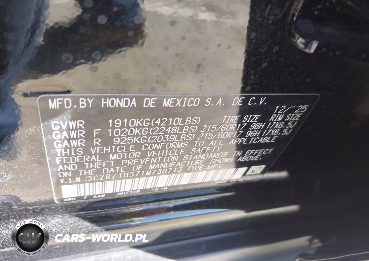 2026 Honda Hr-V 2Wd Lx VIN:3CZRZ1H37TM730713 - 9