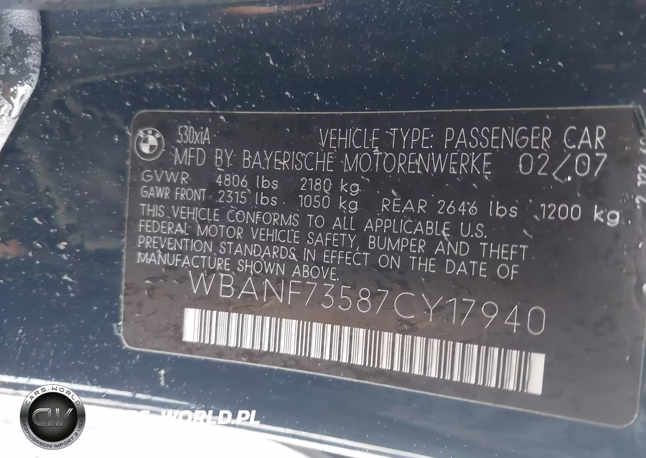 2007 BMW 530Xi VIN:WBANF73587CY17940 - 9