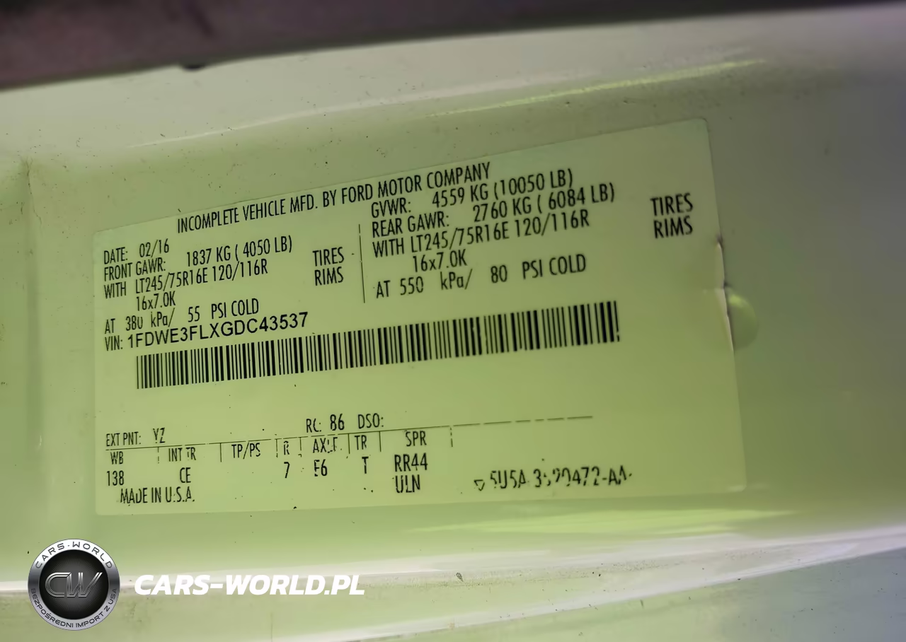 2016 Ford E-350 Cutaway VIN:1FDWE3FLXGDC43537 - 8