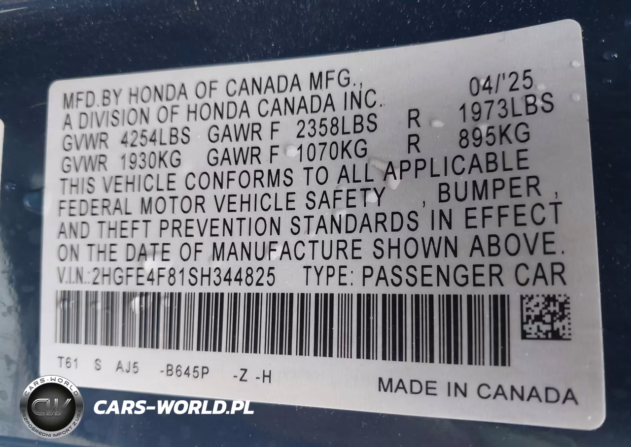 2025 Honda Civic Hybrid Sport-Sport Touring VIN:2HGFE4F81SH344825 - 9