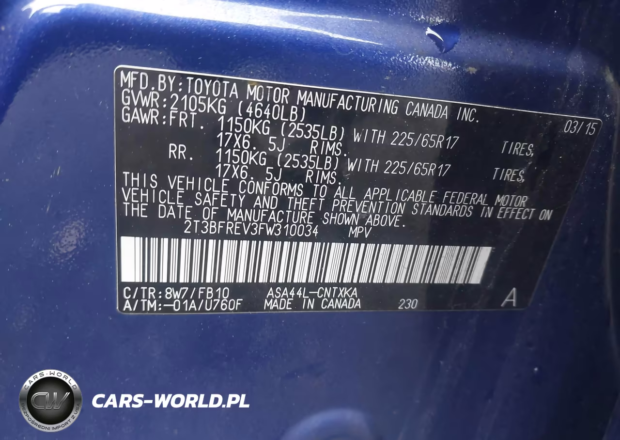 2015 Toyota Rav4 Le VIN:2T3BFREV3FW310034 - 9