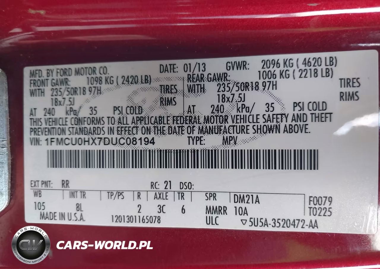 2013 Ford Escape Sel VIN:1FMCU0HX7DUC08194 - 9