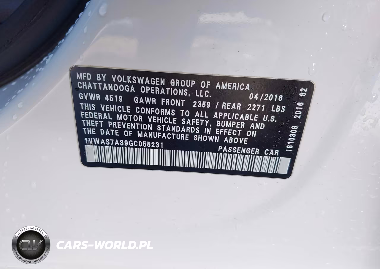 2016 Volkswagen Passat 1.8T S VIN:1VWAS7A39GC055231 - 9