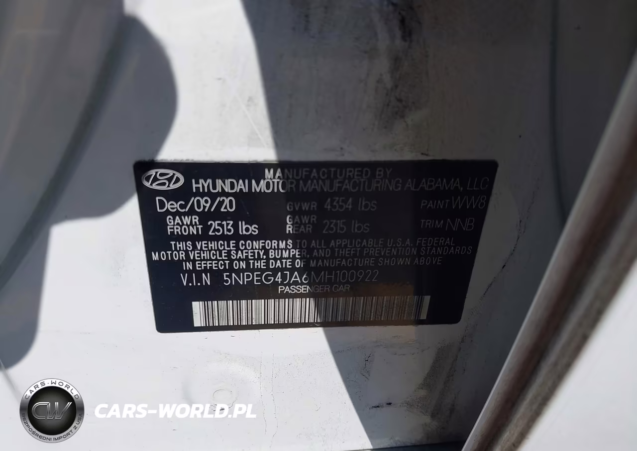 2021 Hyundai Sonata Se VIN:5NPEG4JA6MH100922 - 9