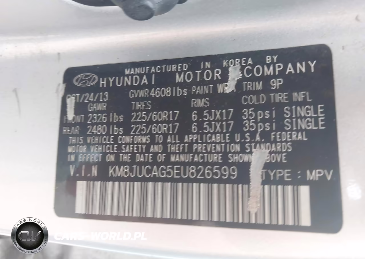 2014 Hyundai Tucson Se VIN:KM8JUCAG5EU826599 - 9
