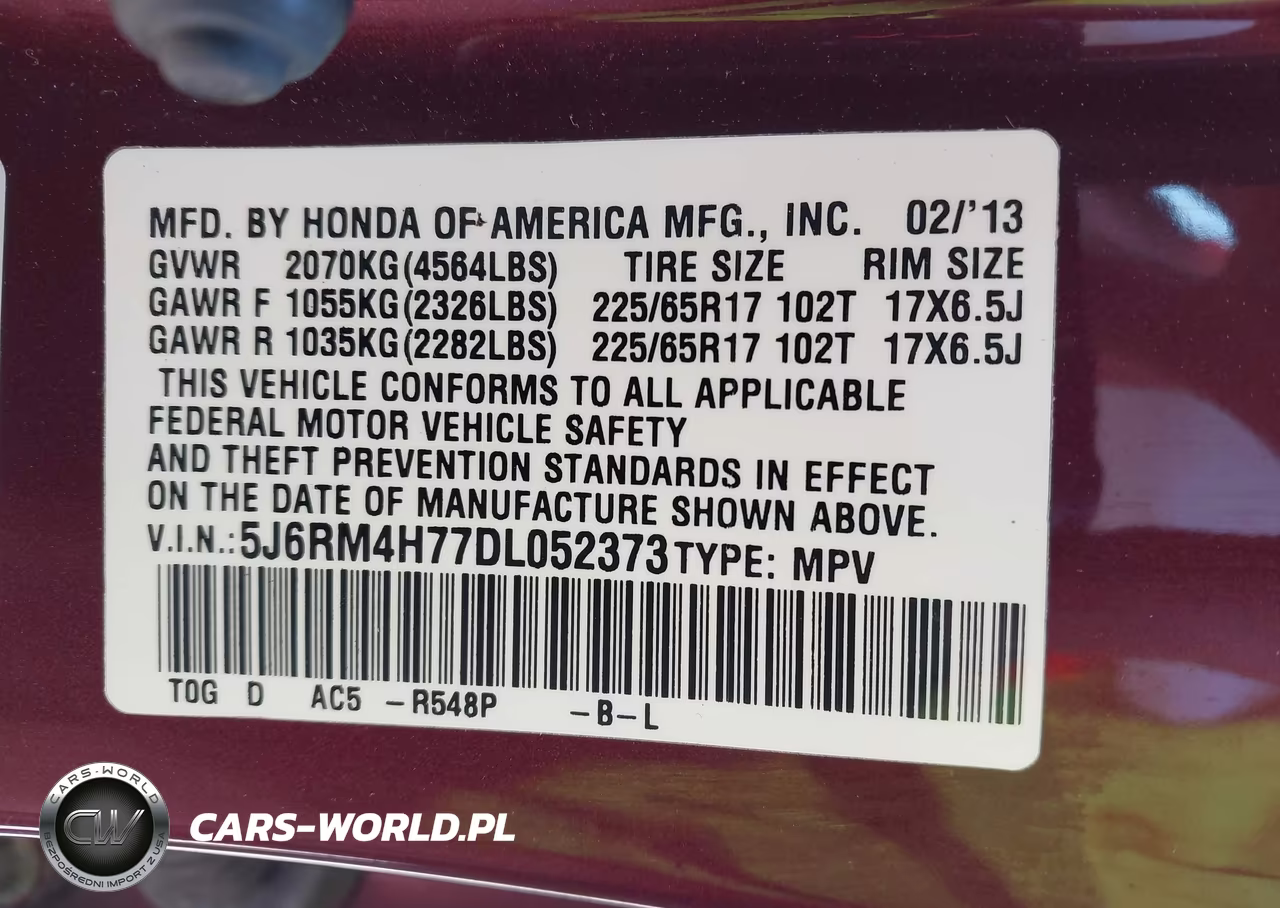 2013 Honda Cr-V Ex-L VIN:5J6RM4H77DL052373 - 9