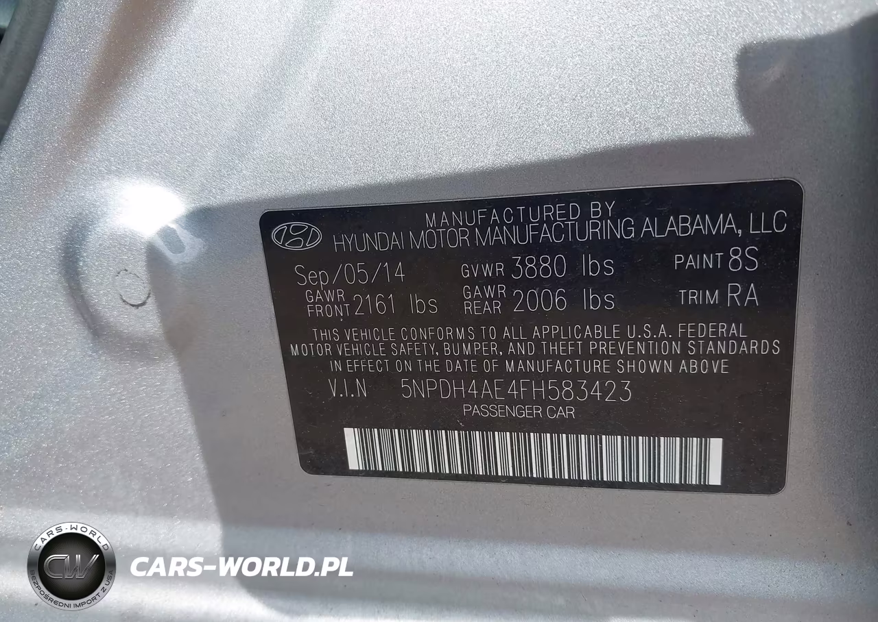 2015 Hyundai Elantra Se VIN:5NPDH4AE4FH583423 - 9