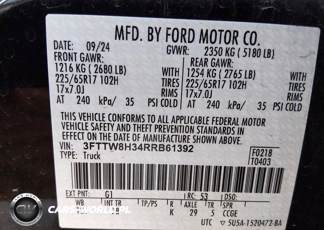 2024 Ford Maverick Xlt VIN:3FTTW8H34RRB61392 - 8
