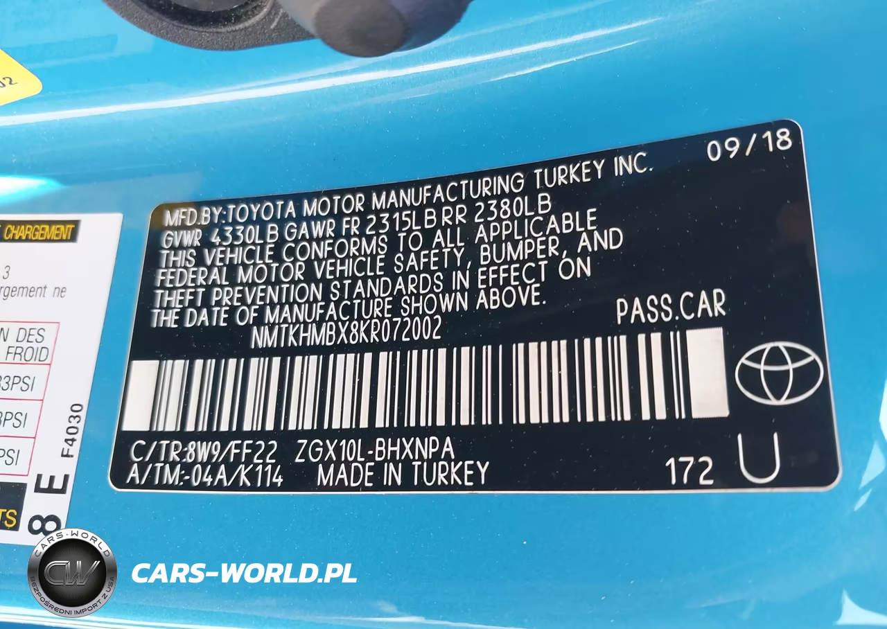 2019 Toyota C-Hr Xle VIN:NMTKHMBX8KR072002 - 9